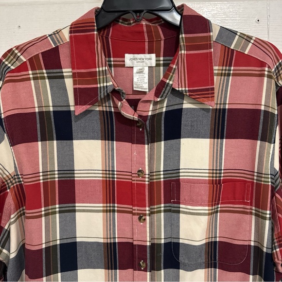 Vintage Jones New York Plaid Heavy Shirt - Red, Navy ,White Women 3XL - Picture 3 of 14
